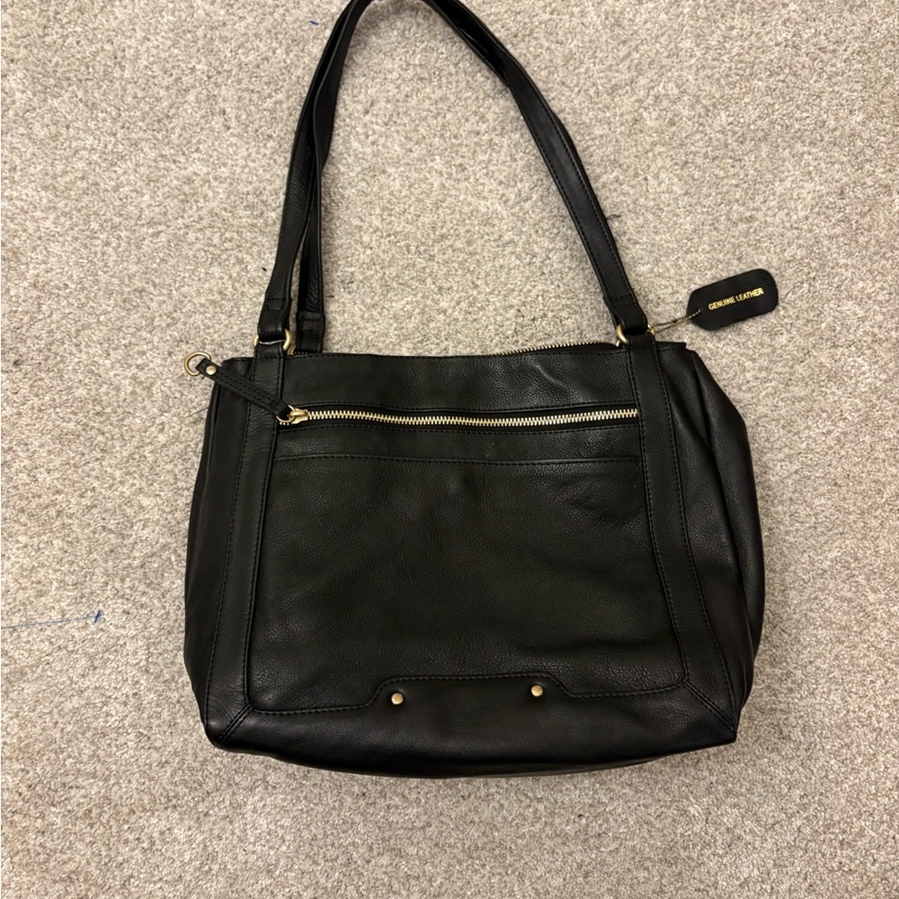 Genuine Leather Black Tote Bag